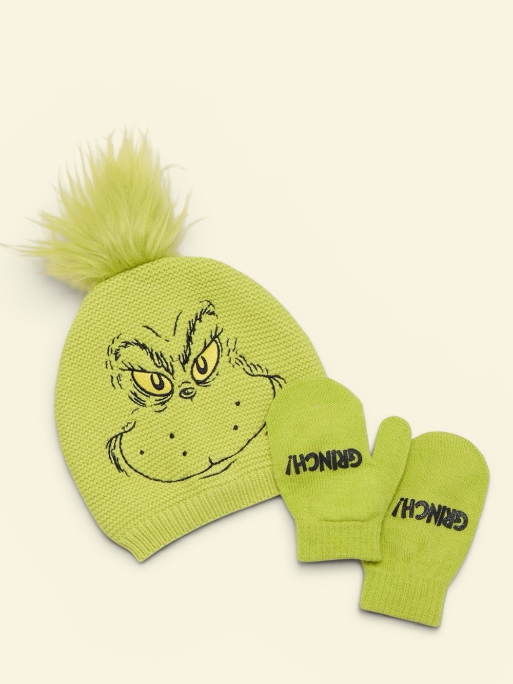 Dr. Seuss The Grinch Toddler Beanie Hat & Mittens 2-Piece Winter Set (NWT)